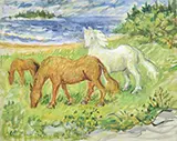 Waldo Peirce, Bather by the Sea” and “Horses by the Sea, Two oils on canvas