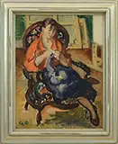 Waldo Peirce, Woman Knitting, Oil on canvas