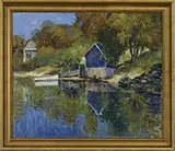 Anthony Thieme, The Blue Boat House, Autumn, Oil on canvas