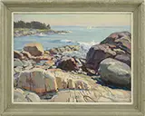 Aldro Thompson Hibbard, Rocky Coastline View with Sailboat