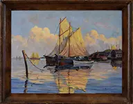 Henry Mattson, Sunlit Sails, Rockport Mass, Oil on canvas