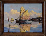 Henry Mattson, Sunlit Sails, Rockport Mass, Oil on canvas