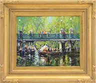 John Terelak, Boston Public Garden Swan Boats, Oil on canvas