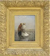 Charles E Green, Awaiting the Return, Oil on canvas