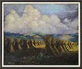 Carl Rudolph Krafft, Haystacks on Village Lawn, Oil on canvas