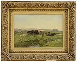 Joseph Foxcroft Cole, Pastoral Landscape with Cows, Oil on canvas