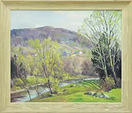 Charles Gordon Harris, Homestead on Springtime Hillside, Oil on canvas