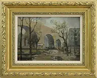 Riverside by Paul Cornoyer, Oil on canvasboard, sold Aug 2015