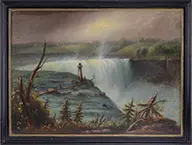 Unsigned, Terrapin Tower, Horseshoe Falls, Oil on chamfered wood panel