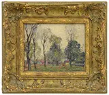 Ernest Lawson, Landscape with Trees, Houses and Figures