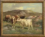 William Henry Howe, Cows Grazing, Oil on canvas
