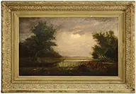 Unsigned, Cows in a Stormy Landscape, Oil on canvas