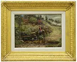 Edward Lamson Henry, At the Watering Trough, Oil on board