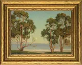 Full Moon Rising Over the Sea, California by Granville Redmond, Oil on board, sold Aug 2015