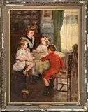 Fernand Alkan-Lévy, The Family Reading Lesson, Oil on canvas