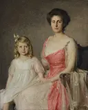 Edward Wilbur Dean Hamilton, Portrait of a Boston Lady with Daughter, Oil on canvas