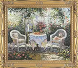 Reynolds Beal, Patio Setting with Flowers and Wicker, Oil on canvas