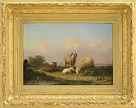 George Fuller, Pastoral Landscape with Sheep and Ducks, Oil on canvas