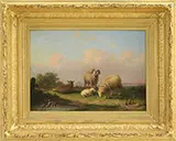 George Fuller, Pastoral Landscape with Sheep and Ducks, Oil on canvas