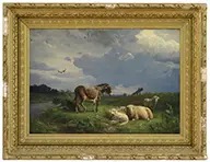 Wilhelm Tjarda van Starkenborgh, Landscape with Donkey and Sheep, Oil on canvas