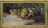 Wilhelm Kuhnert, Der Menschen Frosser (The Man Eater), Oil on canvas