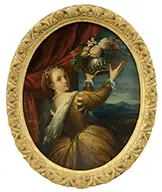 Unsigned, Pair of Oval Old Master Style Paintings, Oil on wood panel