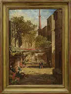 Artist Monogram Cypher, (19th Century) ORIENTALIST STREET SCENE, Oil on canvas
