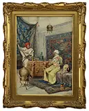 Vittorio Rippini, Orientalist Interior Scene, Watercolor