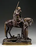 Alfred Dubucand, Cavalier Et Femme Arabe a La Fontaine, Bronze