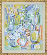 Adele Lemm, Still Life of Vases of Flowers, Oil on canvas