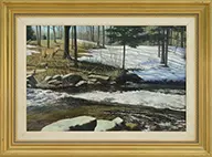 William E Baldwin, River in Winter-Jackson, Oil on Masonite