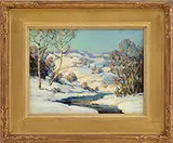 Walter Koeniger, Stream in Winter, Oil on canvas board