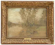 Leon L’Hermitte, A Wooded Landscape, Pastel on paper laid down on board