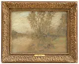 Leon L’Hermitte, A Wooded Landscape, Pastel on paper laid down on board