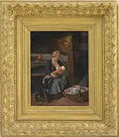 Camille Cabaillot, Mother Nursing Child, Oil on canvas