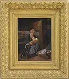 Camille Cabaillot, Mother Nursing Child, Oil on canvas