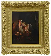 Moritz Calisch, Two Women in Candlelit Room, Oil on canvas