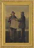 Constantin Or Carl Stoitzner, Two Fishermen Catching Up on the Daily News, Oil on canvas