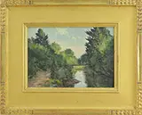 Bernard Corey, The Footbridge, Oil on board