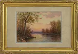 William Frederick Paskell, Sunset Landscape, Watercolor on paper