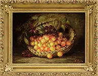 August Laux, Still Life with Cherries, Oil on canvas