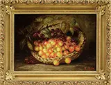 August Laux, Still Life with Cherries, Oil on canvas
