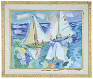 Adele Lemm, Sailboats on a Summer Day, Oil on canvas