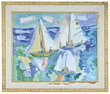 Adele Lemm, Sailboats on a Summer Day, Oil on canvas