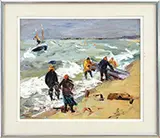 Nancy Whorf, Launching the Dory, Oil on masonite