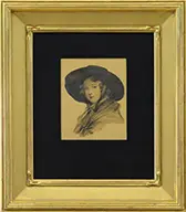 Thomas Sully, Portrait of Girl with Black Hat, Graphite and wash on paper