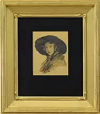 Thomas Sully, Portrait of Girl with Black Hat, Graphite and wash on paper