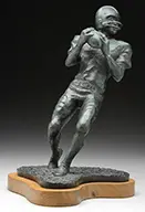 L. Lumetta, Quarterback, Bronze Mounted to wood conforming base