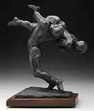 L. Lumetta, Hold That Line, Bronze Mounted to a revolving conforming wood base with name plaque