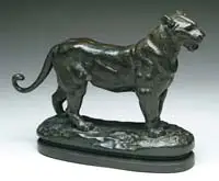Antoine-Louis Barye, Lioness, Good period bronze of a standing lioness